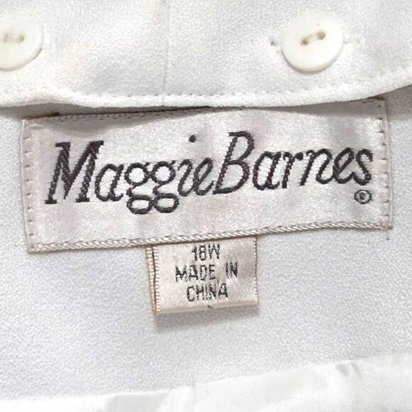 Maggie Barnes Womens White Coat With Black Faux Fur Trim Rhinestone 18W - Picture 5 of 9